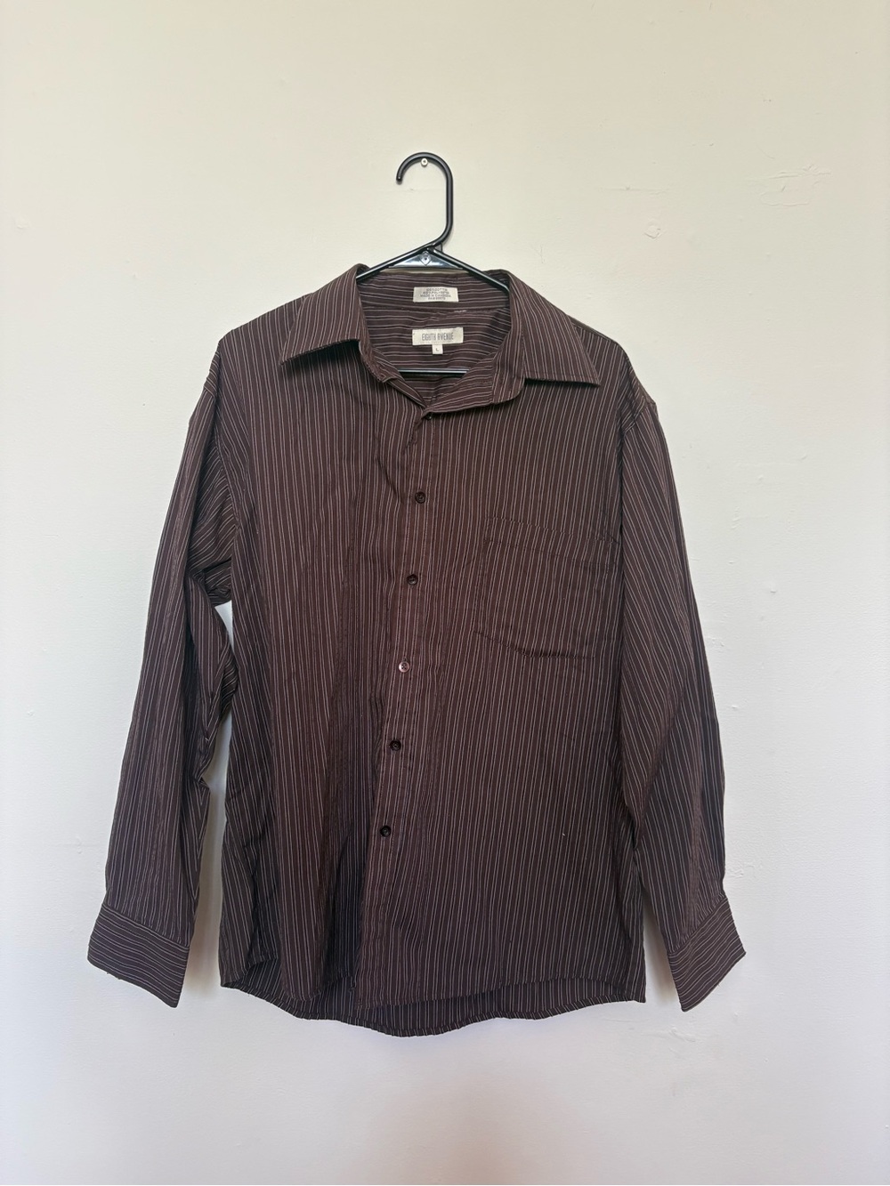 Avenue Men's Brown Pinstripe Dress Shirt